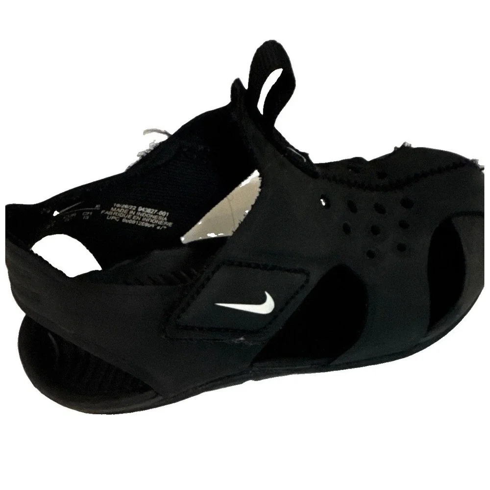 Nike Unisex Kids Black Slip-On Athletic‎ Sandals Closed Toe Logo US 8.5